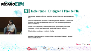 Table ronde et échanges « Enseigner à l’ère de l’IA » : échanges sur les choix stratégiques et les actions à privilégier pour anticiper et accompagner les évolutions discutées par les intervenants de la matinée