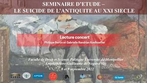 Séminaire d’étude : le suicide, de l’antiquité au XXIème siècle - Lecture concert