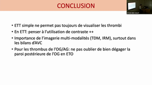 Trombi intra cardiaques - Tumeurs - cas cliniques - Dr PRUNET et Dr SOULLIER