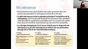 26/01/2022	16:00	18:00	Bouffées de chaleur ; Consultation de suivi d'une femme menopausée	C Mauriès	TD308	MIE