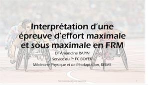 Interprétation epreuve d'effort maximale. Dr Rapin