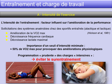 L1S2 UE27 STAPS Filiere ES Chapitre B- Entrainement et charge de travail