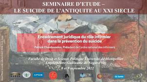 Séminaire d’étude : le suicide, de l’antiquité au XXIème siècle - Encadrement juridique du rôle infirmier  dans la prévention du suicide