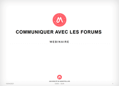 Webinaire Communiquer avec les forums Moodle