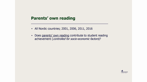 21/10 - L’importance de l’environnement familial dès le plus jeune âge pour le développement ultérieur de l’alphabétisation. À partir de On Track et PIRLS 2016