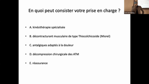 23/03/2021	08:00	10:00	Développement buccodentaire et anomalies Infections cutanéo-muqueuses et des phanères, bactériennes et mycosiques de l'adulte et de l'enfant Hémangiomes et m	M- DE BOUTRAY / A- DAMECOURT  salle 302  mid