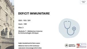 déficit immunitaire et analyse EPP diaporama résumé