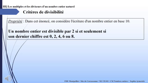 M1 UE103.1 Nombres entiers CM partie 3