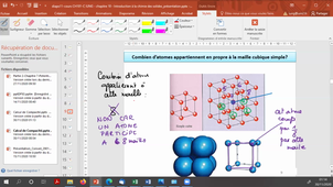 Calcul de compacité et de masse volumique d'un solide périodique : application aux systèmes cubiques simples, cubiques centrés, cubiques faces centrées