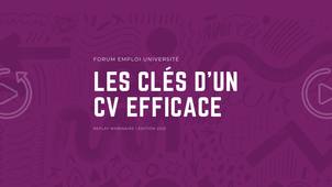 Forum Emploi Université | 2025 | Replay webinaire | Les clés d'un CV efficace