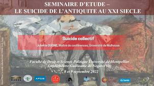 Séminaire d’étude : le suicide, de l’antiquité au XXIème siècle - Suicide collectif