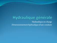 Dimensionnement hydraulique d'une conduite