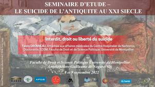 Séminaire d’étude : le suicide, de l’antiquité au XXIème siècle - Interdit, droit ou liberté du suicide