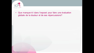 26/03/2021	10:00	12:00	Prise en charge de la douleur chez un patient atteint du cancer	