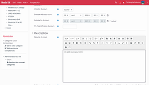Moodle : créer un cours