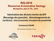 Resources & Innovative Geology 2016 : Emmanuel Faure
