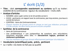 Culture Scientifique et Controverses conseils pour l'ecrit et l'oral  2020