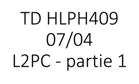 TD HLPH409 L2PC 07/04 15h00
