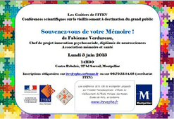 Conférence-débat ITEV : 'Souvenez vous de votre Mémoire !' de Fabienne Verdureau