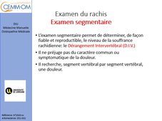 Examen du Rachis