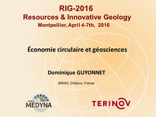 Resources & Innovative Geology 2016 : Bominique Guyonnet