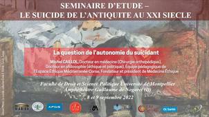 Séminaire d’étude : le suicide, de l’antiquité au XXIème siècle - La question de l’autonomie du suicidant