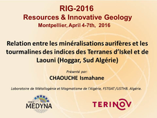 Resources & Innovative Geology 2016 : Ismahane Chaouche