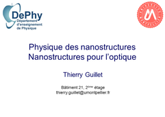 Physique des Nanostructures, propriétés optiques - Chapitre 4