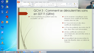 DFASM1 MID 16/02/2021	10:00	12:00	Troubles schizophrénique de l'adolescent et de l'adulte. Troubles délirants persistants	