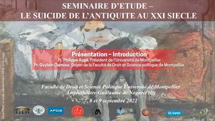 Séminaire d’étude : le suicide, de l’antiquité au XXIème siècle - Présentation – Introduction