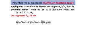 Vidéo1-Diagramme potentiel pH - Dépendance du potentiel rédox en fonction du pH