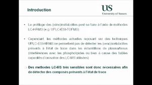 APPORT DE LA MÉTABOLOMIQUE DANS L'ÉTUDE DE L'IMPACT DES RÉSIDUS DE MÉDICAMENTS