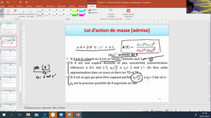 Vidéo Chapitre 1 _ Loi d'action de masse - fin cours du lundi 25 janvier