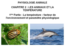 LICENCE DE BIOLOGIE Chapitre 2 – Les animaux et la température 1ère Partie : La température : un facteur de l’environnement et paramètre physiologique